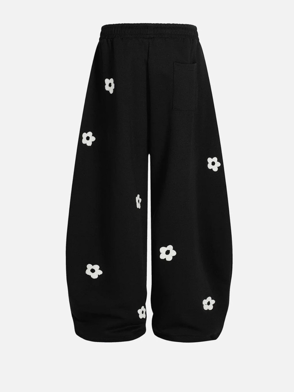 Aelfric Eden Black Sweatpants with White Floral Embroidery - Picture 3 of 10